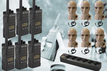 Motorola XT460 Handfunkgerät PMR446 - 6er Set mit Ladegerät und Schallschlauch Headsets