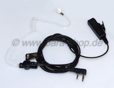 Security Headset schwarz mit Akustikschlauch für Kenwood Doppelklinke Anschluss