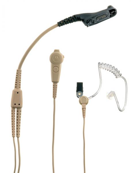 PMLN6130 - Tarnset mit Mikro/PTT & Akustikschlauch beige für Motorola DP3000 / DP4000 Serie